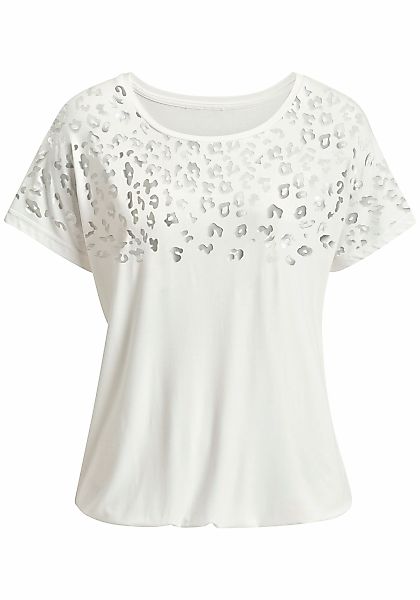 LASCANA Kurzarmshirt "mit Leo-Print" aus angenehmer Viskose-Qualität günstig online kaufen