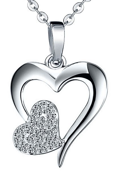 Limana Herzkette 925 Silber Kette mit Herz Anhänger Zirkonia Silberkette (i günstig online kaufen