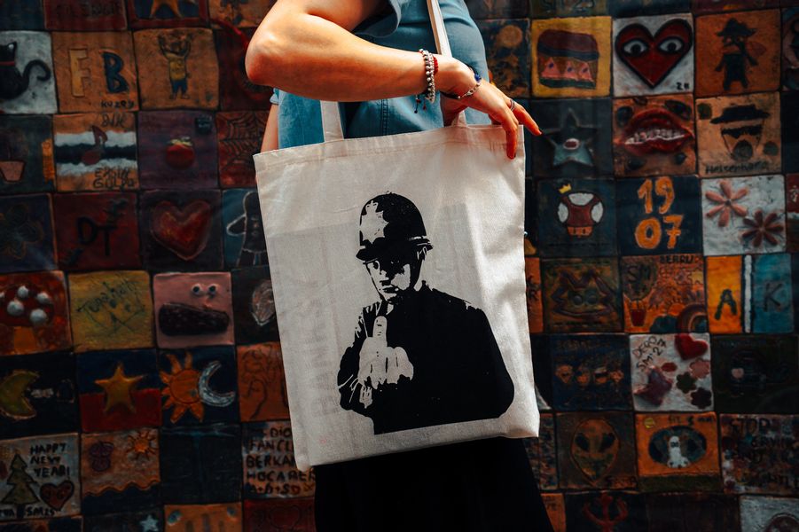 AvantgART Shopper Stoffbeutel Baumvolle, Jutebeutel, Banksy günstig online kaufen