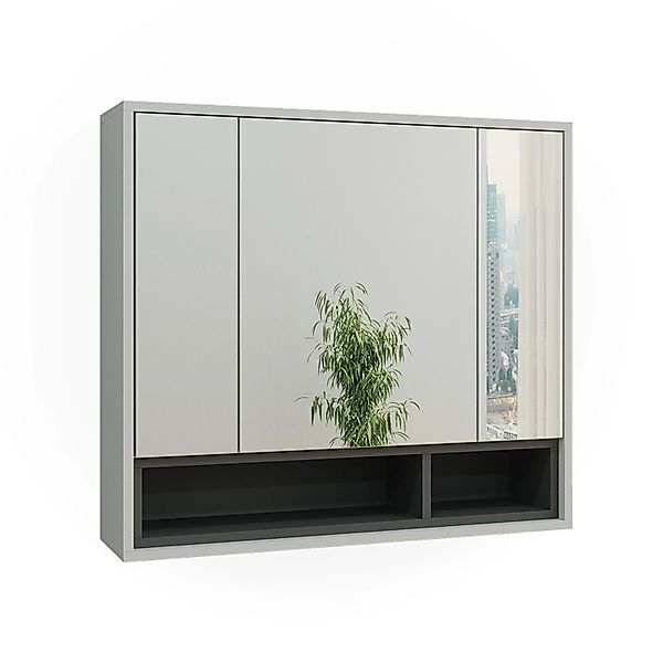 Vicco Badspiegelschrank Beatrice Grau/Anthrazit 80 x 72 cm günstig online kaufen