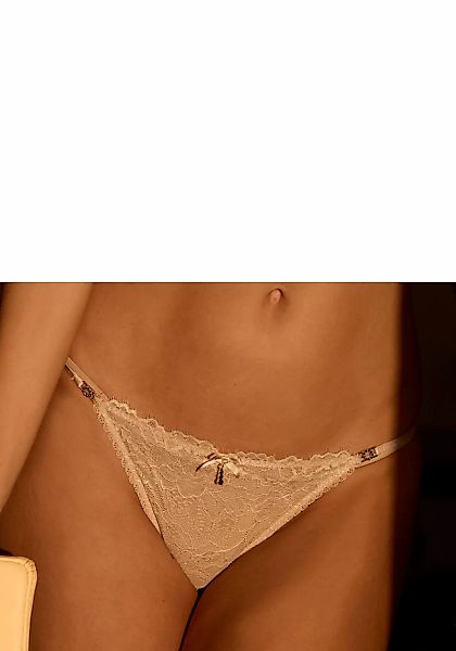 LASCANA Tanga, mit feiner Satinschleife und extravaganten Strassaccessoires günstig online kaufen