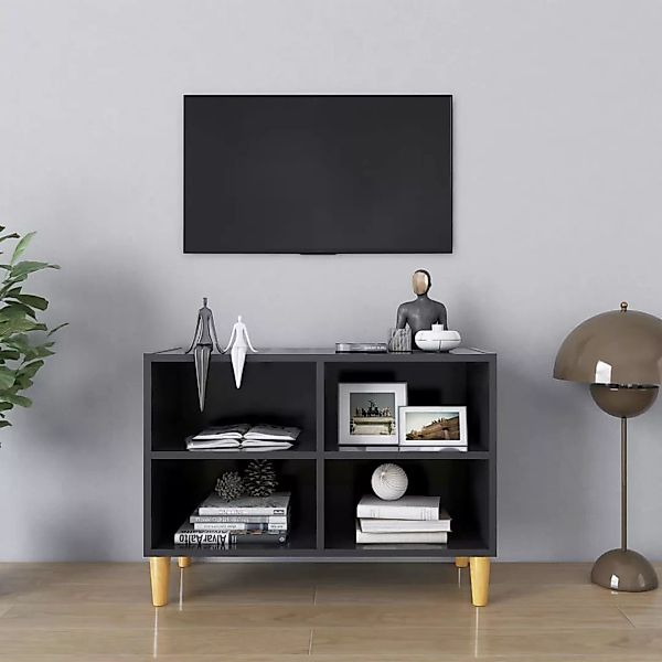 Tv-schrank Mit Massivholz-beinen Grau 69,5x30x50 Cm günstig online kaufen