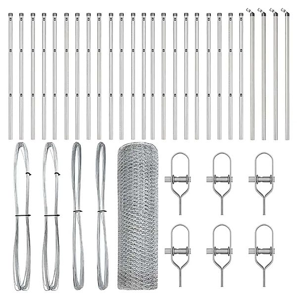 vidaXL Zaunpfosten Silber 50 x 0,8 m 13 mm Maschenweite Stahl 3352986 günstig online kaufen