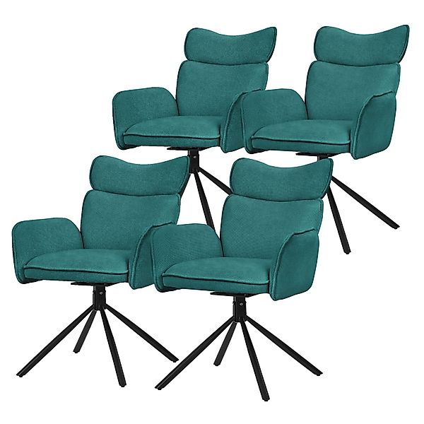 ML-Design Esszimmerstühle Drehbar 4Er Set Petrol mit Stoffbezug günstig online kaufen