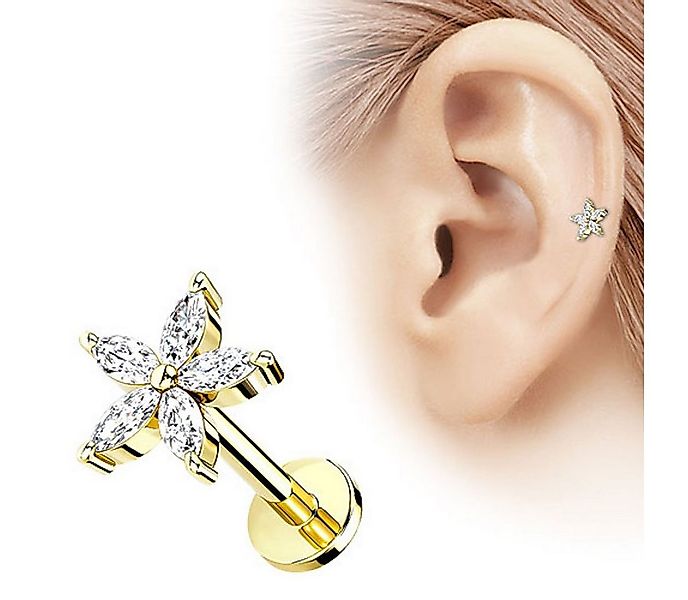 Taffstyle Piercing-Set Tragus Ohr Knorpel Helix Piercing Kristall Blüte, Pi günstig online kaufen