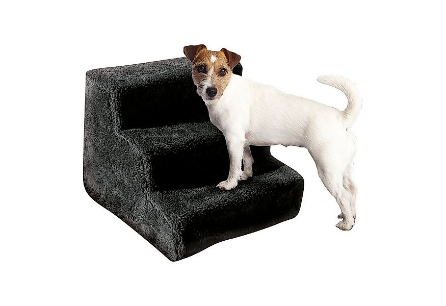TOPCENT Haustiertreppe Hundetreppe, mit Stoffbezug, in Schwarz, 3 Stufen (1 günstig online kaufen