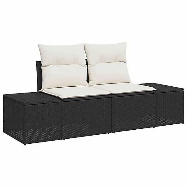 vidaXL Gartensofa mit Kissen Schwarz 184 x 62 x 69 cm Poly-Rattan 42006792 günstig online kaufen