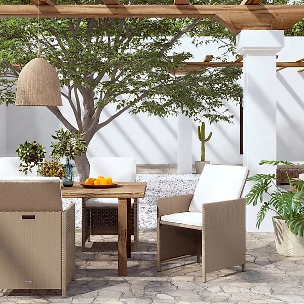 Vidaxl Gartenstühle Mit Kissen 4 Stk. Poly Rattan Beige günstig online kaufen