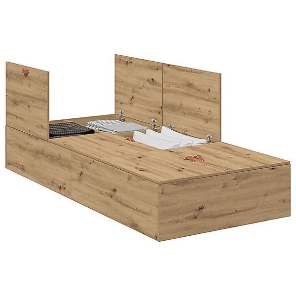 vidaXL Bett Stauraumbettgestell Kunstharz-Eiche 75x190 cm (1-tlg) günstig online kaufen