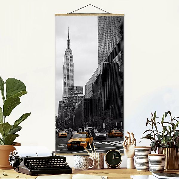 Stoffbild Architektur mit Posterleisten - Hochformat Klassisches NYC günstig online kaufen