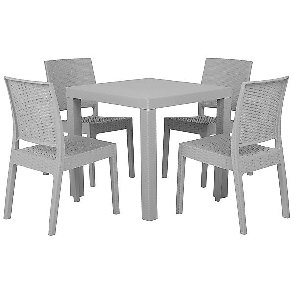 Beliani Gartentisch Set FOSSANO Hellgrau 80x80x89 günstig online kaufen