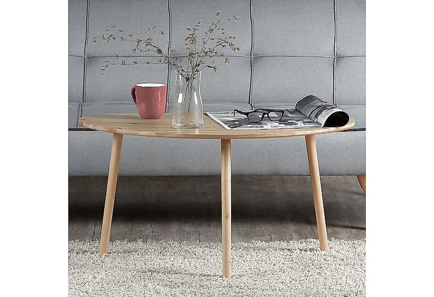 Homestyle4u Couchtisch Natur Holztisch Nierentisch Kiefer Beistelltisch Hol günstig online kaufen