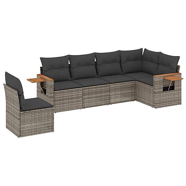 vidaXL 6-Tlg Garten-Sofagarnitur mit Kissen Grau Poly Rattan 3259260 günstig online kaufen