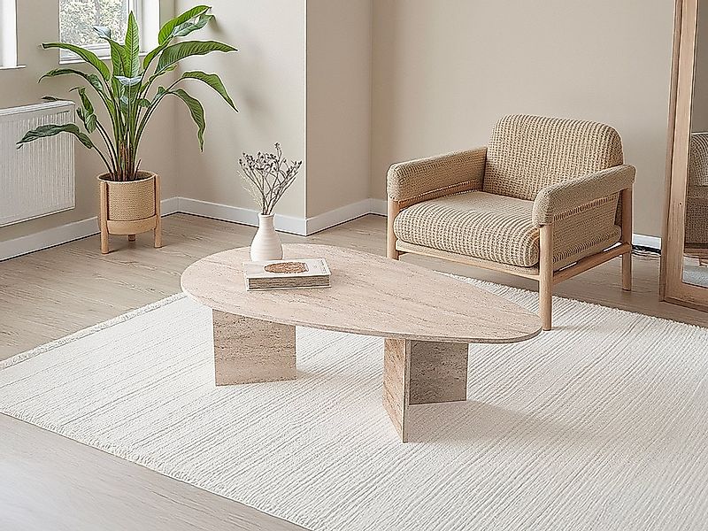 Couchtisch – Travertin-Optik Beige – LOMARETI günstig online kaufen