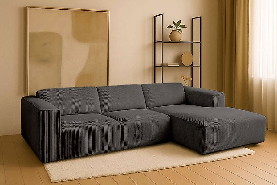 andas Ecksofa »Noord mit Kedernaht, Breite 281 cm, L-Form« Cord, Struktur, günstig online kaufen