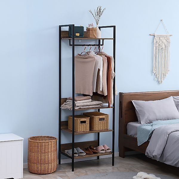HOMCOM Garderobe Wäscheständer Garderobenständer Kleiderständer mit 4 Ablag günstig online kaufen