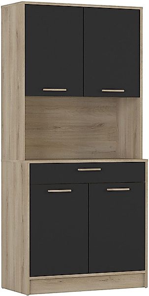 habeig Küchenregal Küchenschrank 344 Eiche-schwarz Küchenregal günstig online kaufen