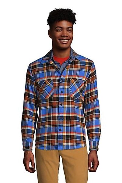 Flanell-Workerhemd, Classic Fit, Herren, Größe: M Normal, Blau, Baumwolle, günstig online kaufen