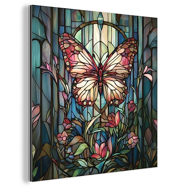 MuchoWow Metallbild Schmetterling - Rosa - günstig online kaufen