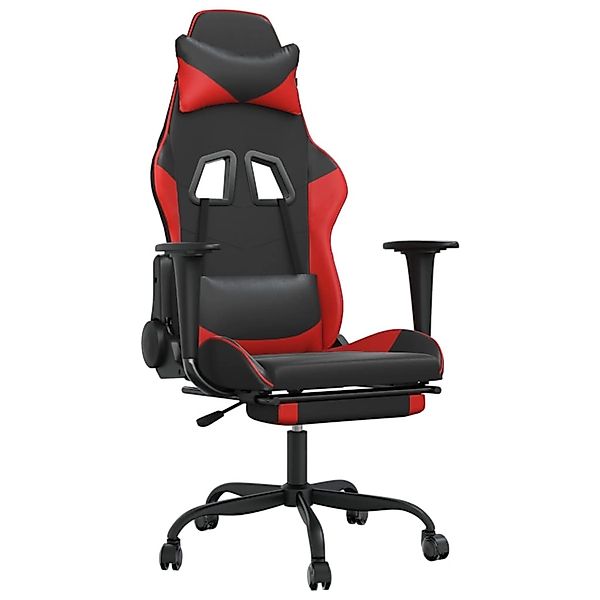 vidaXL Gaming-Stuhl mit Massage & Fußstütze Schwarz & Rot Kunstleder Modell günstig online kaufen