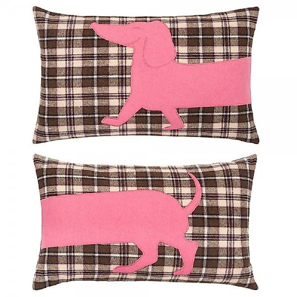 Wohndecke Kissenhülle Tartan Dog Dackel Brown günstig online kaufen