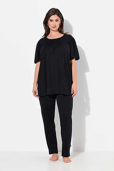 Ulla Popken Pyjama Pyjama Rundhals Flügel-Halbarm günstig online kaufen