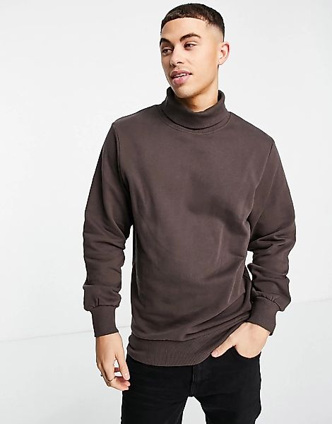 Jack & Jones Originals – Hochgeschlossenes Oversize-Sweatshirt in Braun günstig online kaufen