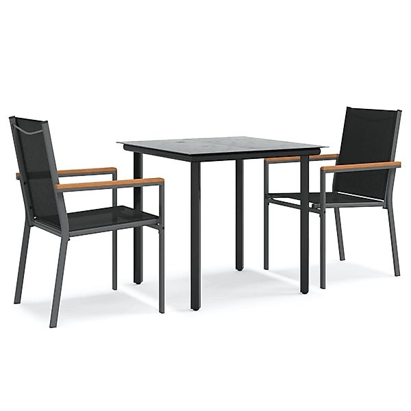 vidaXL 3-Tlg Garten-Essgruppe Schwarz Textilene und Stahl 3187041 günstig online kaufen