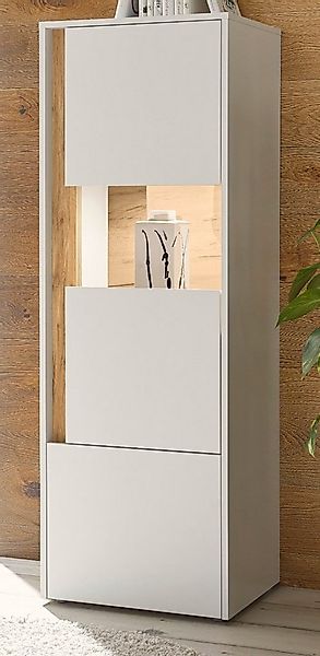 Furn.Design Stauraumvitrine Center (Midi-Schrank in weiß mit Wotan Eiche, 5 günstig online kaufen