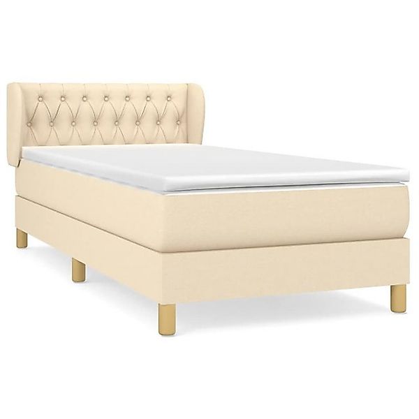 vidaXL Boxspringbett, Boxbett mit Matratze Creme 90x200 cm Stoff günstig online kaufen