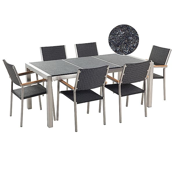 Beliani Gartentisch Set GROSSETO Graphitgrau 90x180x88 günstig online kaufen