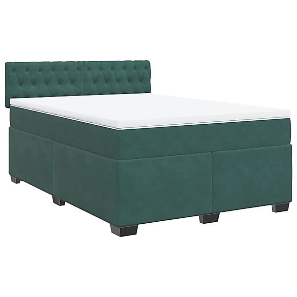 vidaXL Boxspringbett mit Matratze Dunkelgrün 140x190 cm Samt 3286315 günstig online kaufen
