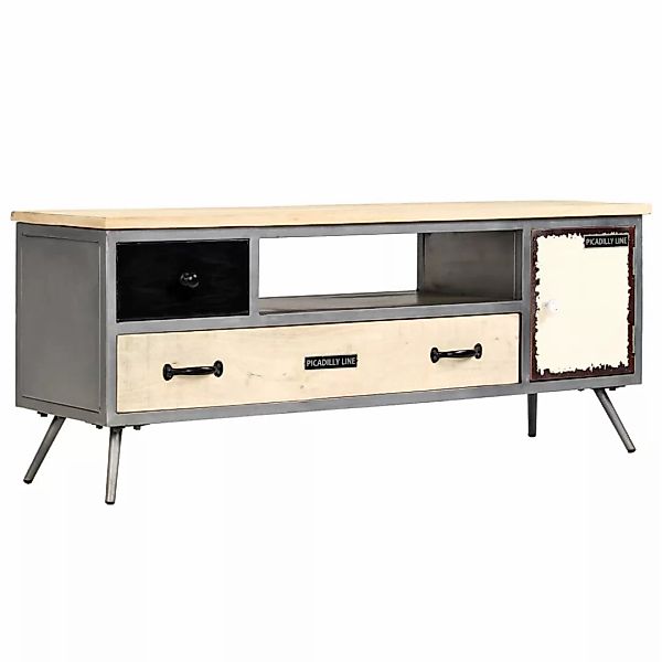 Tv-schrank Mangoholz Massiv Und Stahl 120 X 30 X 45 Cm günstig online kaufen