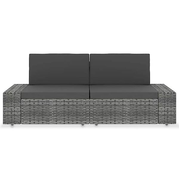 Modulares 2-sitzer-sofa Poly Rattan Grau günstig online kaufen