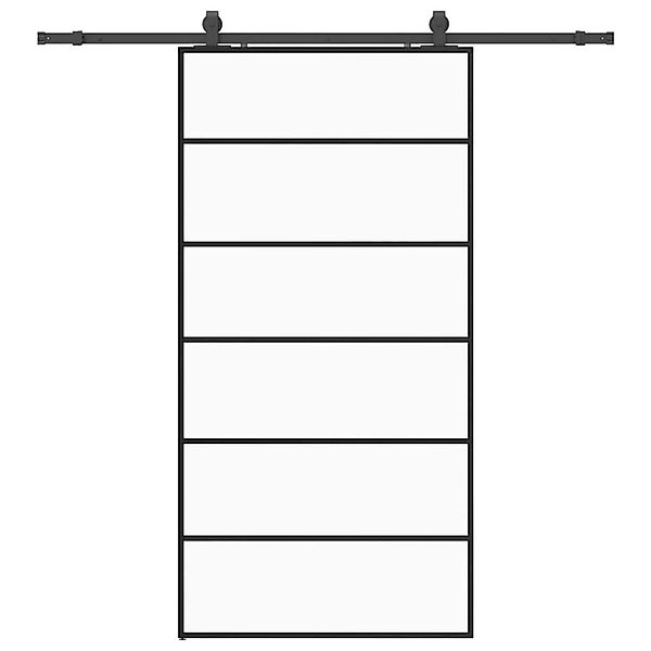 vidaXL Schiebetür mit Beschlag Schwarz 102x205 cm ESG-Glas 3375849 günstig online kaufen