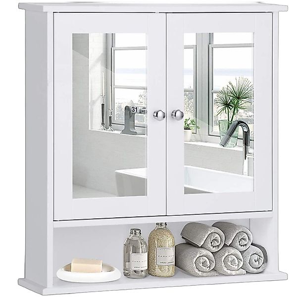 COSTWAY Spiegelschrank Badzimmerschrank mit höhenverstellbarer Ablage günstig online kaufen