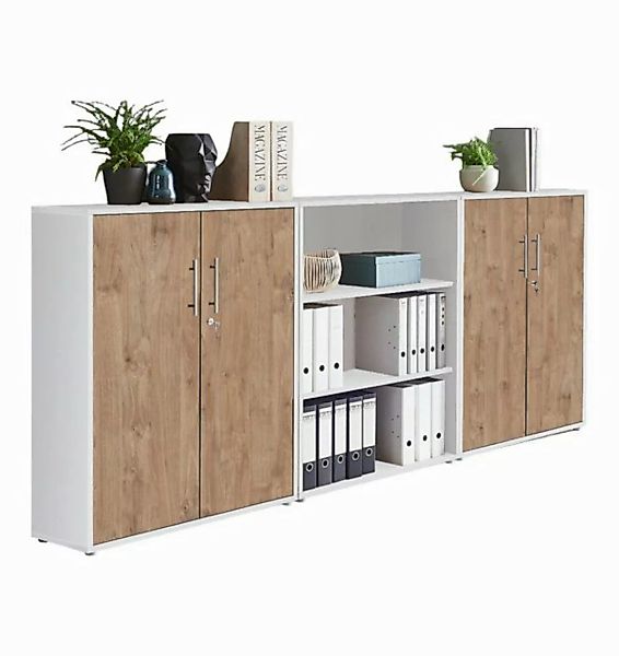 BMG Möbel Aktenschrank Office Edtion (Set 9 Weiß/ Gold Harbor Oak, Büroschr günstig online kaufen