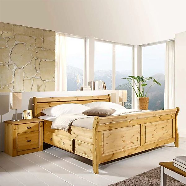 Komfortbett mit Nachtkommoden aus Kiefer Massivholz Landhaus (dreiteilig) günstig online kaufen