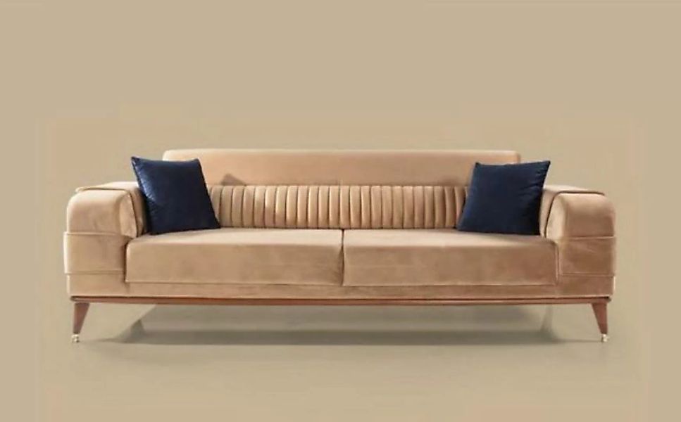 JVmoebel 3-Sitzer Dreisitzer Luxus Sofa 3 Sitzer Sitzer Stoff Beige Wohnzim günstig online kaufen