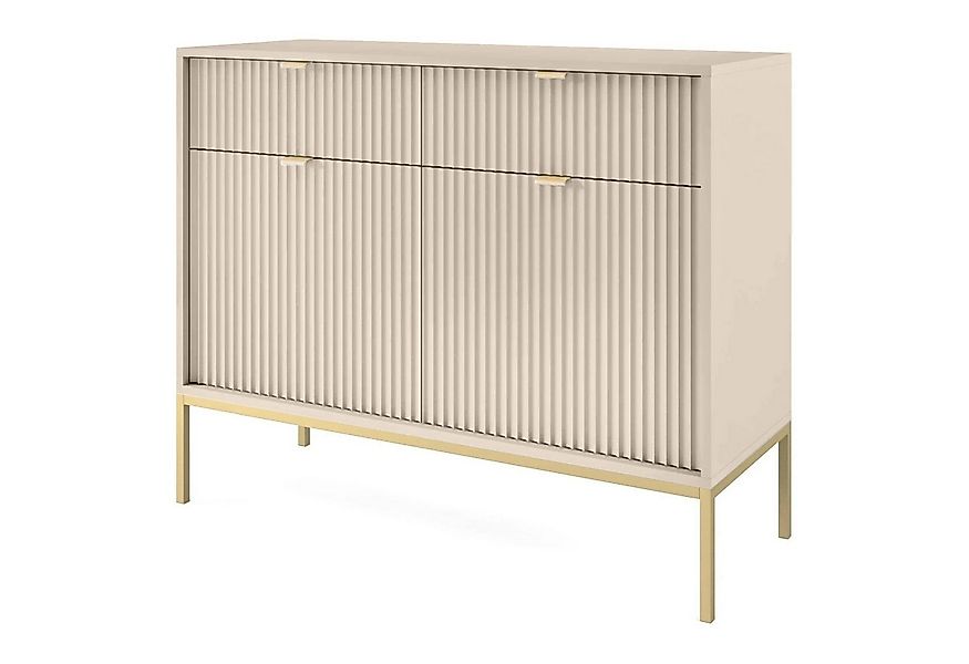 Selsey Sideboard VELLORE, 3-türig mit geriffelten Fronten und schwarzem Ges günstig online kaufen