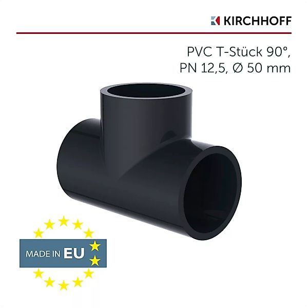 Kirchhoff T-Stück, PVC, Druckrohr für Pool, Teich, 50 mm, PN 12,5, 16 bar, günstig online kaufen