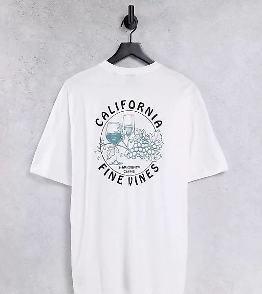 Only & Sons – Oversize-T-Shirt in Weiß mit California-Weinprint hinten, exk günstig online kaufen