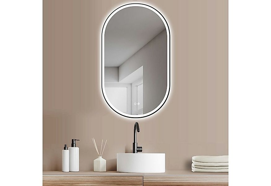 HOKO Badspiegel LED Design Antibeschlag Wandspiegel Oval + LED Wechsel (War günstig online kaufen