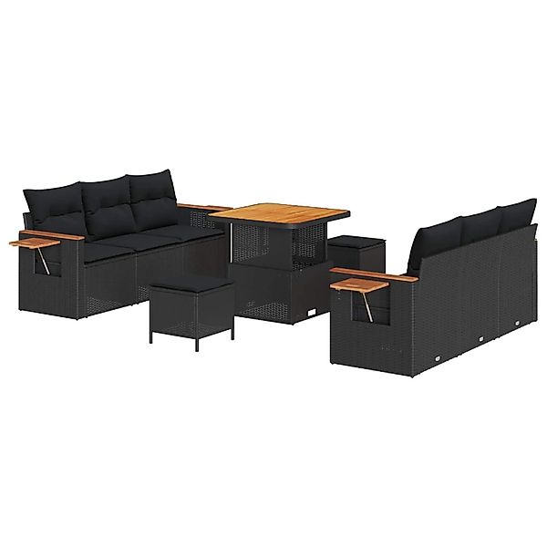 vidaXL Gartensofa-set mit Kissen 11-Tlg Schwarz Poly-Rattan 3365074 günstig online kaufen