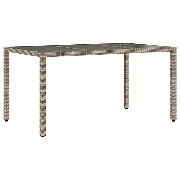 vidaXL Gartentisch mit Glasplatte Grau 150x90x75 cm Poly Rattan 365591 günstig online kaufen