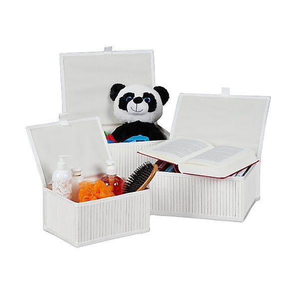 relaxdays Aufbewahrungskorb 3er Set, Weiß günstig online kaufen