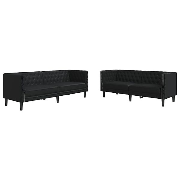 vidaXL 2-Tlg Chesterfield-Sofa-Set Schwarz Kunstleder 3209274 günstig online kaufen