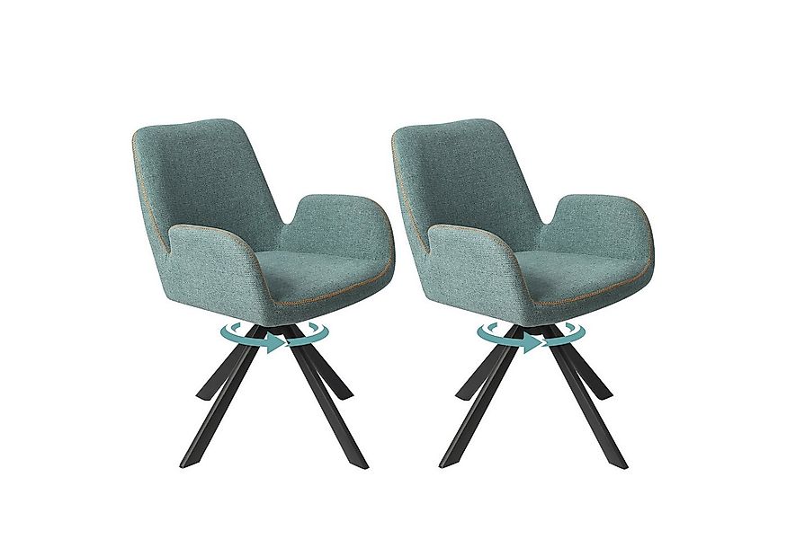 HOMAVO Esszimmerstuhl YZ7 Set 2 Stück mit Armlehnen in Drehbar Vintage-Look günstig online kaufen