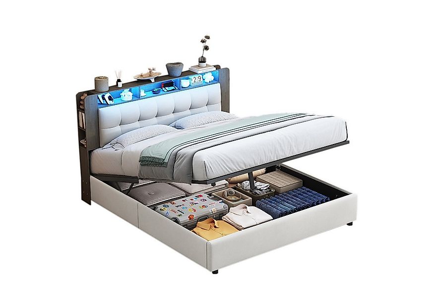 FUROKOY Stauraumbett Polsterbett Doppelbett Mit Drahtlose Ladefunktion (Set günstig online kaufen