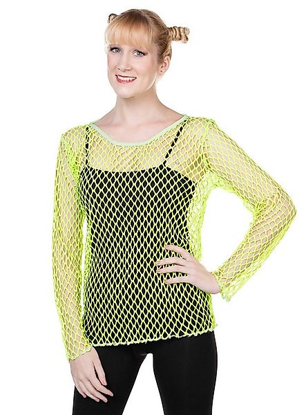 Metamorph Kostüm Netzhemd neon-grün, Netzshirt im trashigen 80er Jahre Neon günstig online kaufen